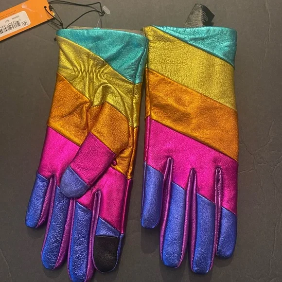 KURT GEIGER LONDON Rainbow Leather Gloves - Picture 10 of 10
